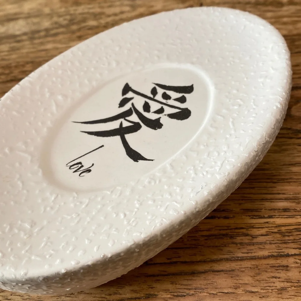 White Ceramic Happiness and Love Set